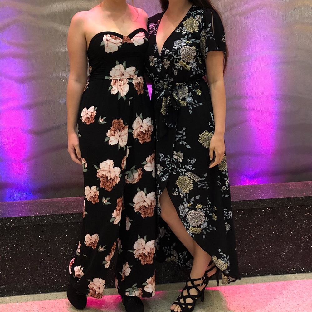 Strapless floral jumpsuit
